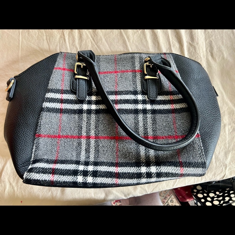 Charming Charlie large plaid bag